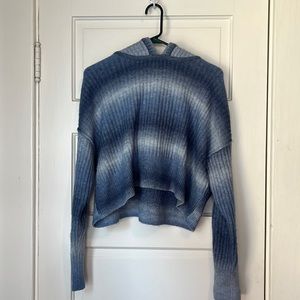 American eagle ombré blue crop hooded sweater
